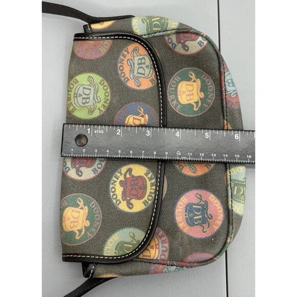 Vintage Dooney & Bourke Shoulder Bag Purse Logo Medallion Colorful Coated Black - Picture 10 of 12